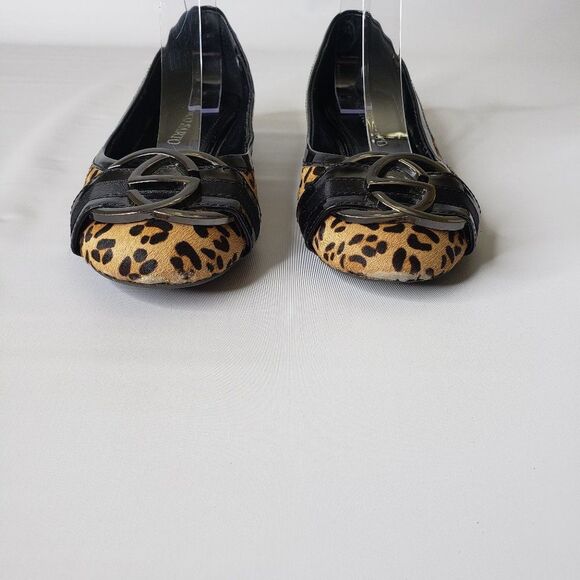 Franco Sarto Black Leopard Print Fur Cajun Flats 7 - Picture 3 of 16